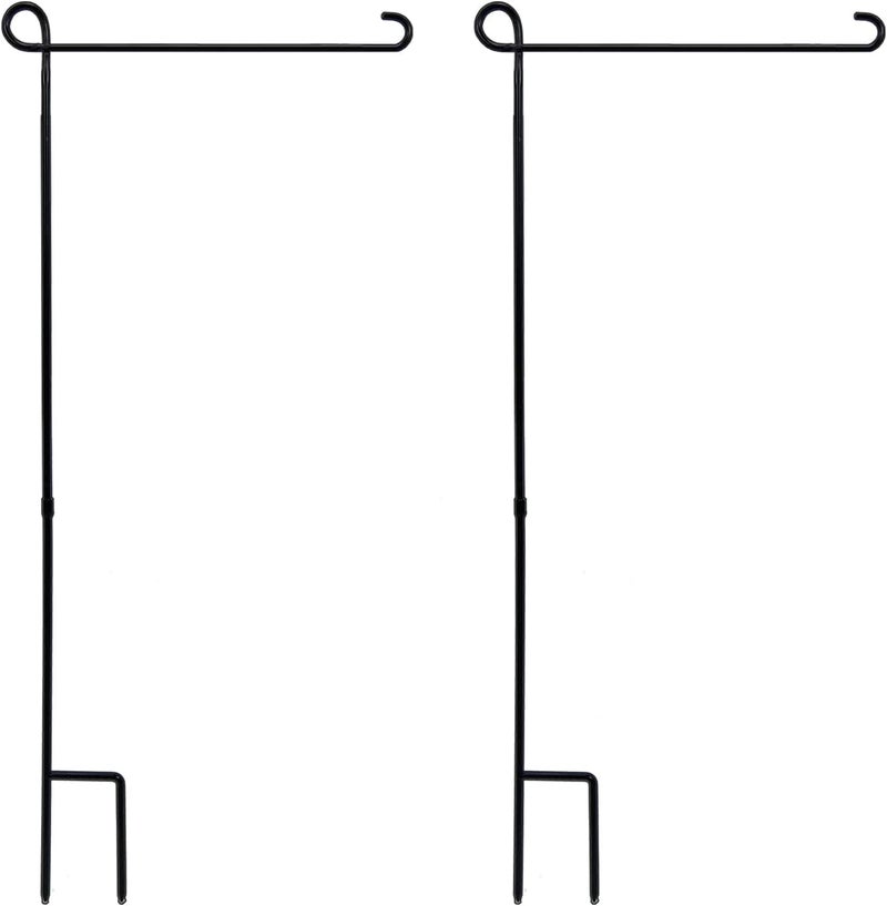 PHITRIC 2PC Garden Flag Holder Stand, Premium Powder-Coated Yard Flag Pole, Weather-Proof Black Metal Flagpole for Winter Garden Flag/Christmas Garden Flag/American Flag/Outdoor Garden Decor - Image 1